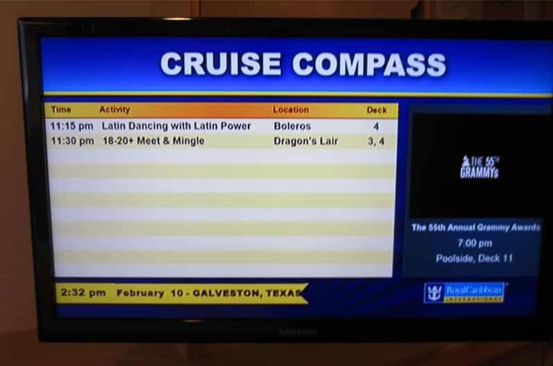 Check out from your cabin's TV.