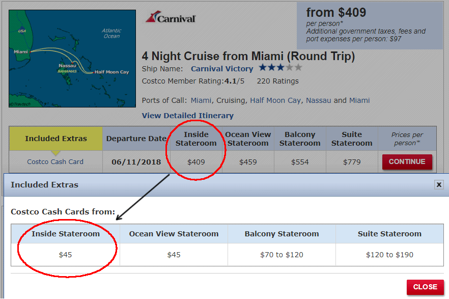 Costco cash on a cruise