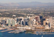 Sailing From the Port of San Diego Downtown aerial shot of San Diego