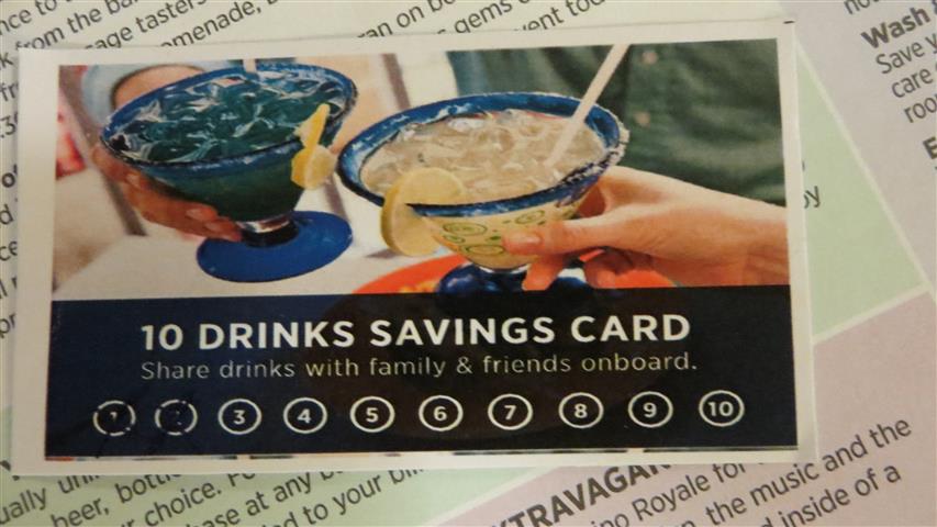  Royal Caribbean 10 drink Card