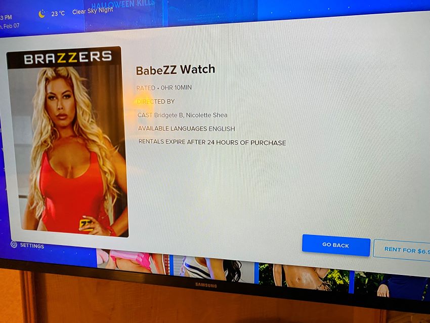 Adult movie for rent on a cruise ship