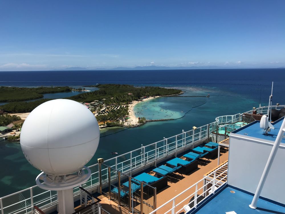 Beach area viewed from ship