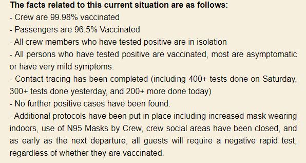 Facts of the outbreak, as stated by the Belize Tourism Board