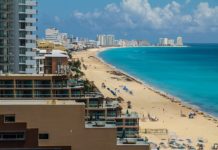 17 Cheap Cancun Beachfront Hotels (Starting at $69) Hotels lining the beach in Cancun, Mexico
