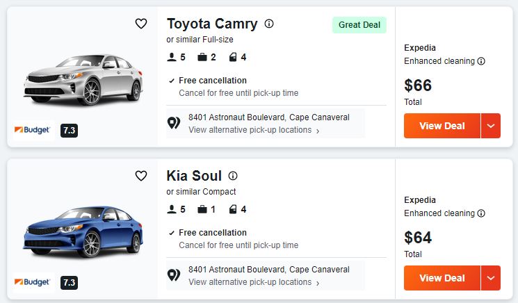 Canaveral car rental prices