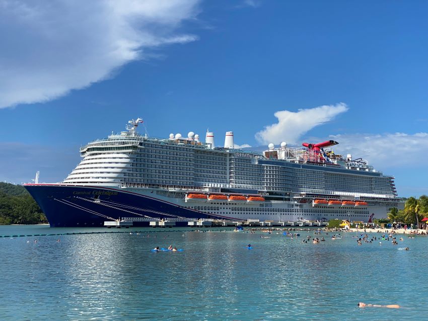 Carnival Celebration docked in Roatan, Honduras