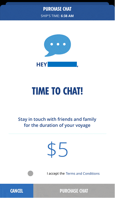 Carnival HUB app chat feature