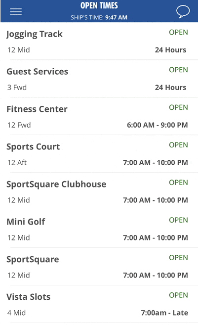 Carnival Hub open times