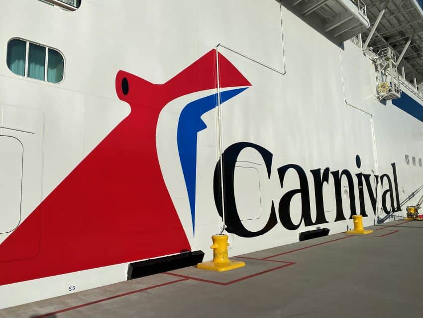 Carnival logo painted on a ship