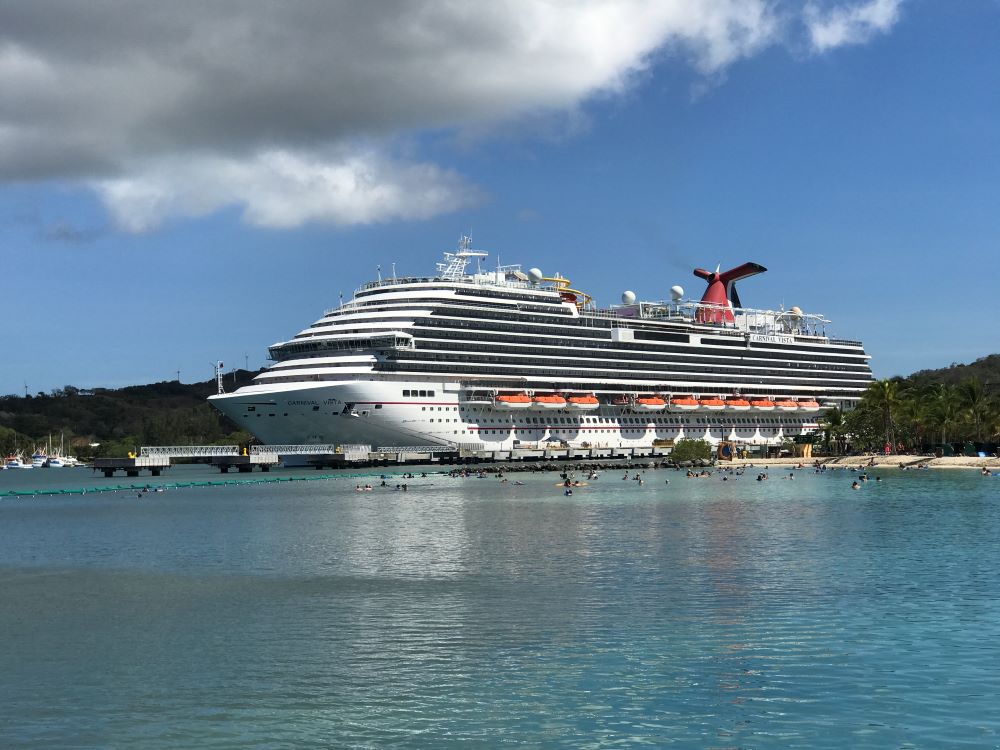 Carnival ship docked in Roatan