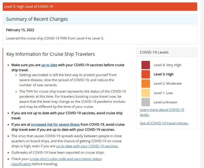 CDC Lowers Travel Warning for Cruises