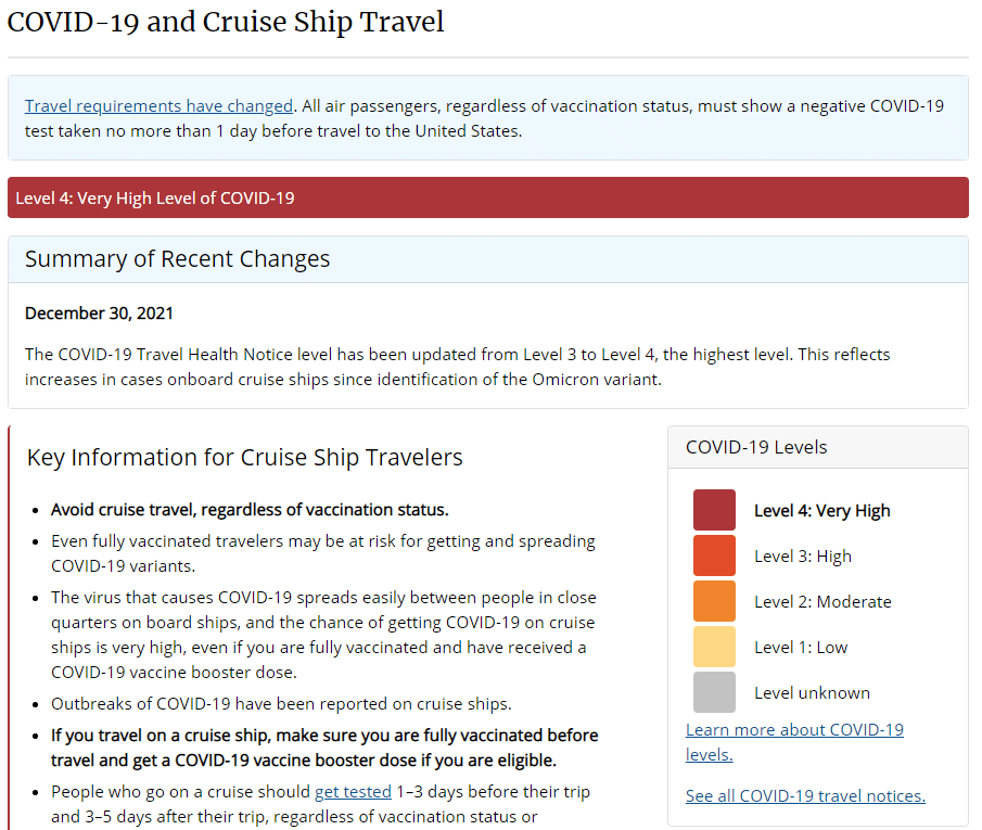 CDC cruise ship warning