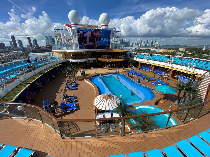 Open pool deck on a cruise ship