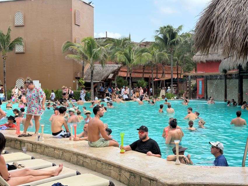 People in a pool at Costa Maya cruise port
