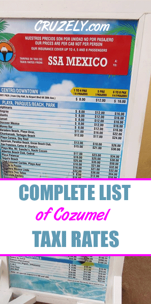 Complete List of Cozumel Taxi Rates From the Cruise Port