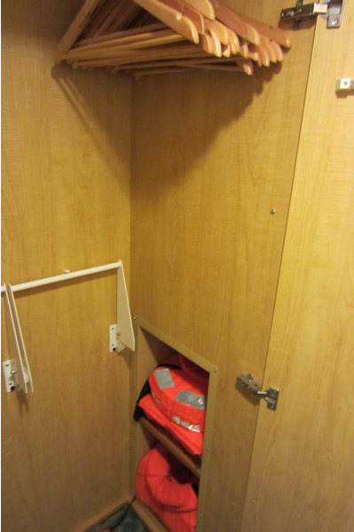 Clothes hangers in a cabin closet