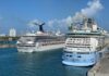 The Best Cruise Lines for Kids & Families Carnival ship passing a Royal Caribbean ship in Miami