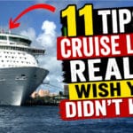 11 Tips Cruise Lines Really Wish You Didn’t Know 11 Tips Cruise Lines Really Wish You Didn't Know in text with a picture of a cruise ship. A red arrow points to the cruise ship.