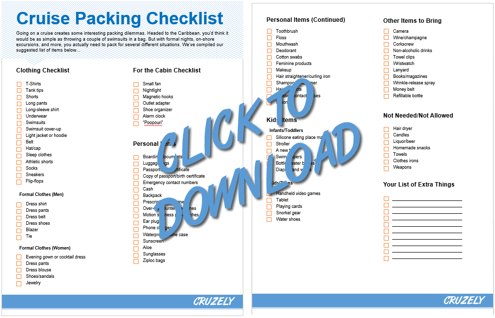 kimberley cruise packing list