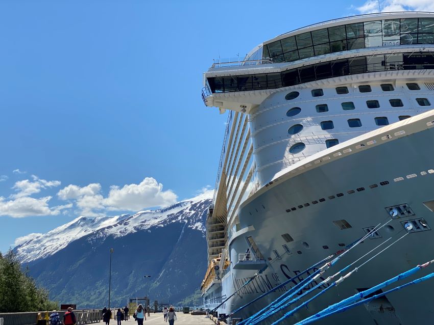 Cruise ship docked in Alaska