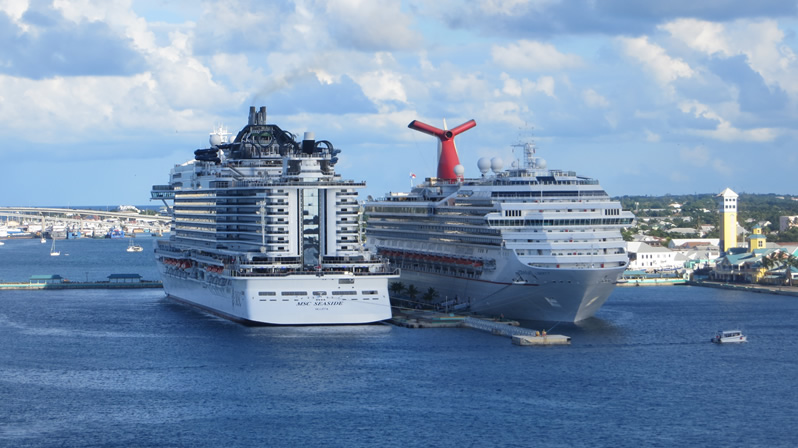 Docked cruise ship