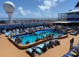 Elbow Room: List of Cruise Ships Ranked By Space Per Passenger (Find Your Ship) Cruise passengers on a busy pool deck