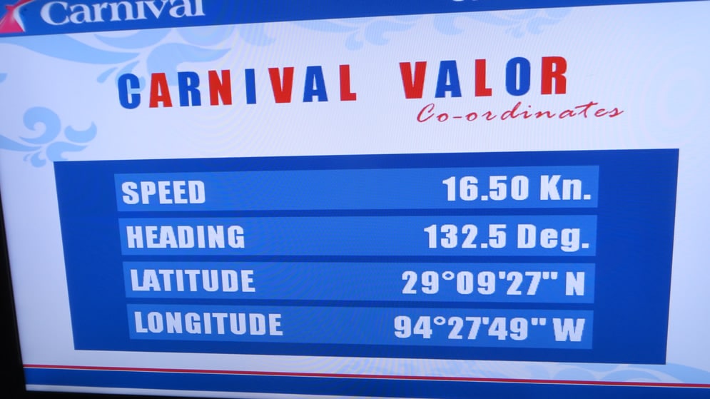 Display showing how fast a cruise ship is sailing