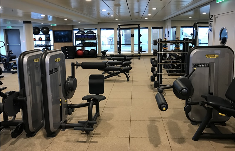 Gym equipment on a cruise ship