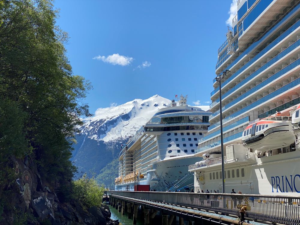 Cruise ships docked in Skagway