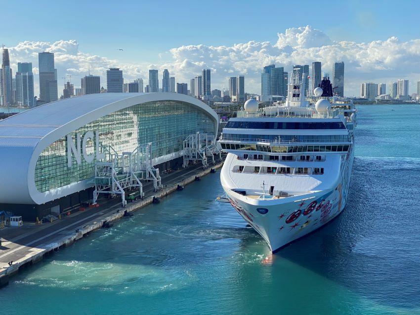 Ship departing Cruise Terminal B in Miami