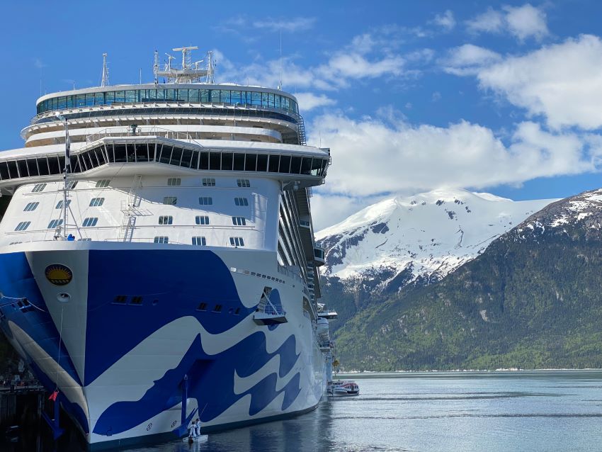 Discovery Princess cruise ship docked in Skagway, Alaska