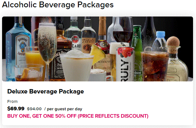 Drink package price for Royal Caribbean.