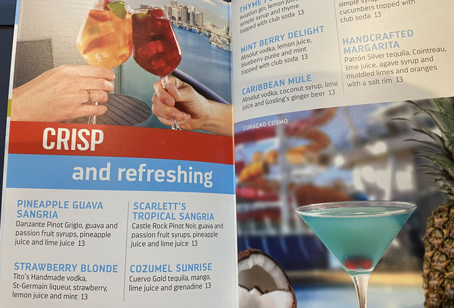 Drink prices on a cruise