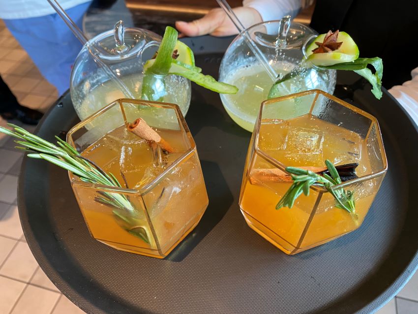 Fancy cocktails on a cruise ship