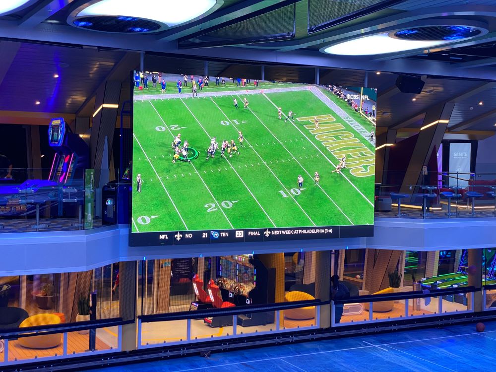 Football screen on a cruise ship