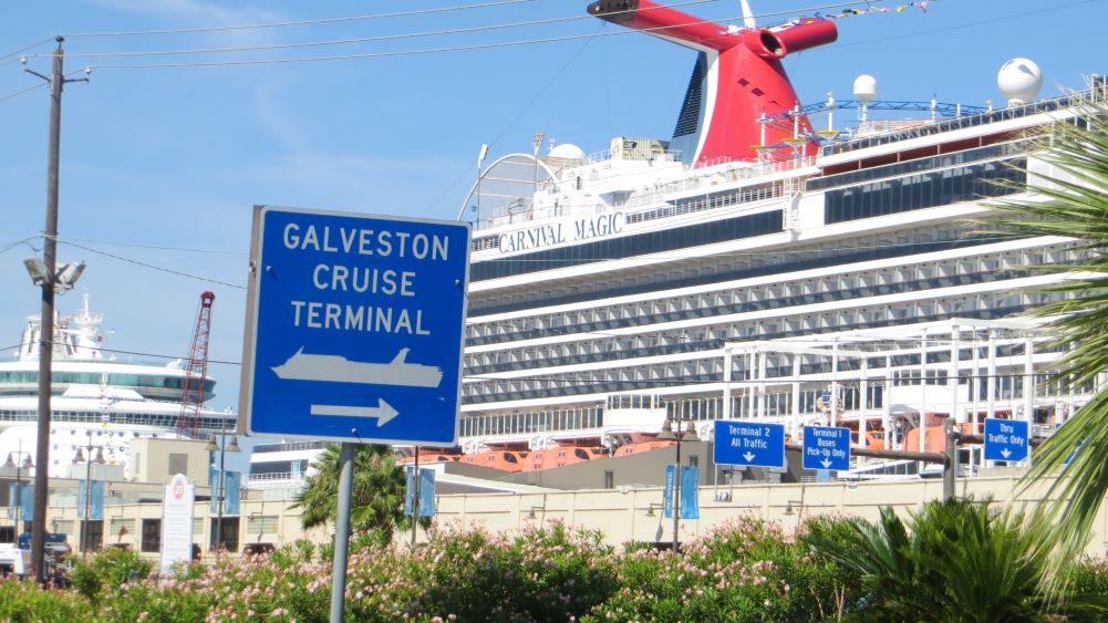 Galveston cruise terminal parking sign