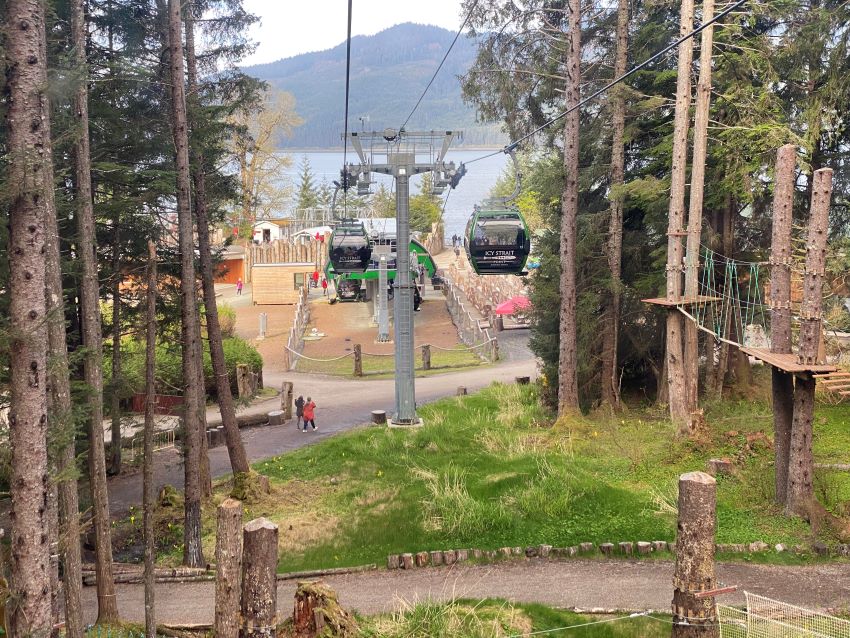 Free tram/gondola in Icy Strait Point