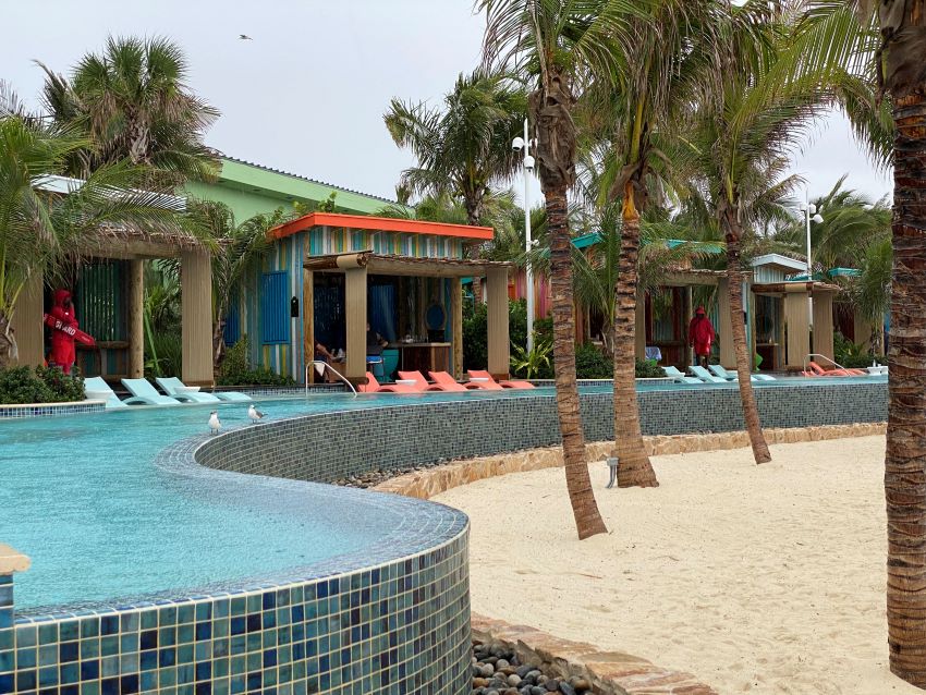 Cabanas along infinity pool