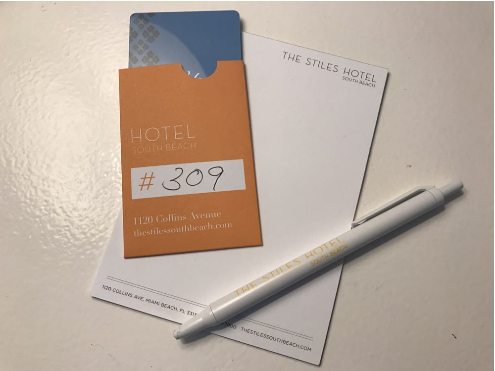 Hotel writing pad and key
