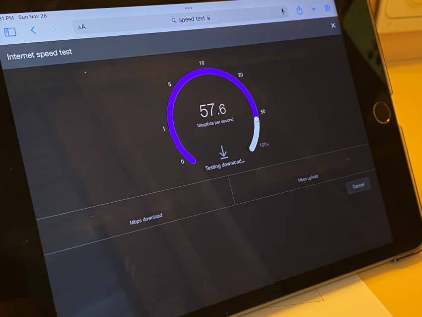 Speed test for internet on a cruise