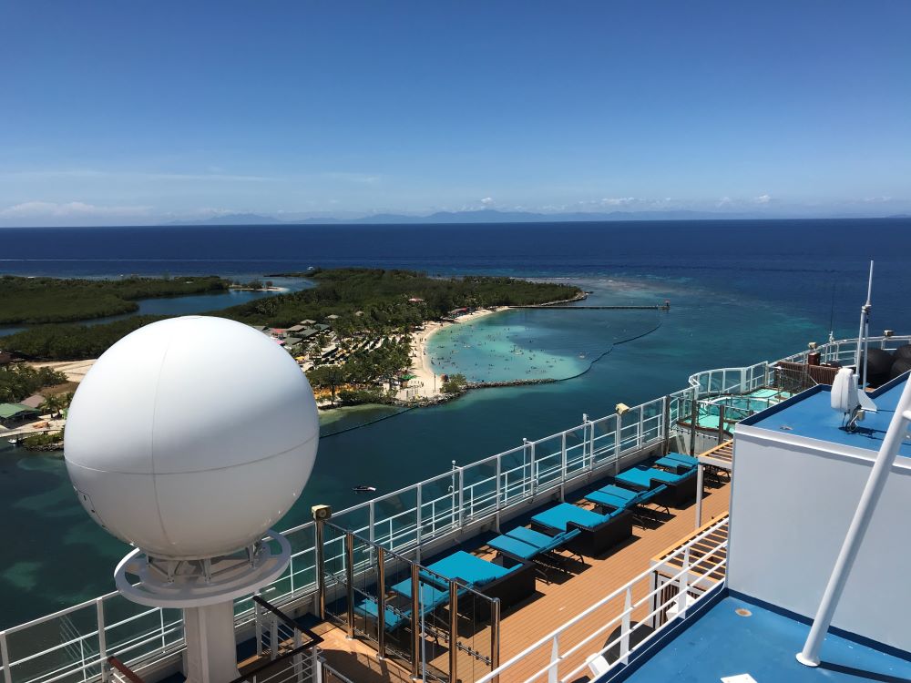 Island view on a cruise ship