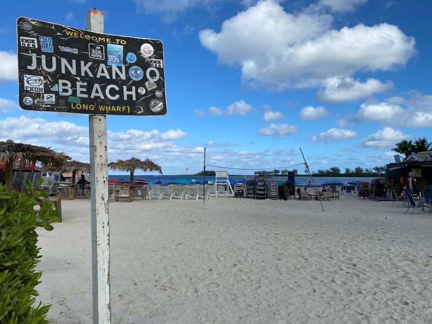 Junkanoo Beach sign in Nassau