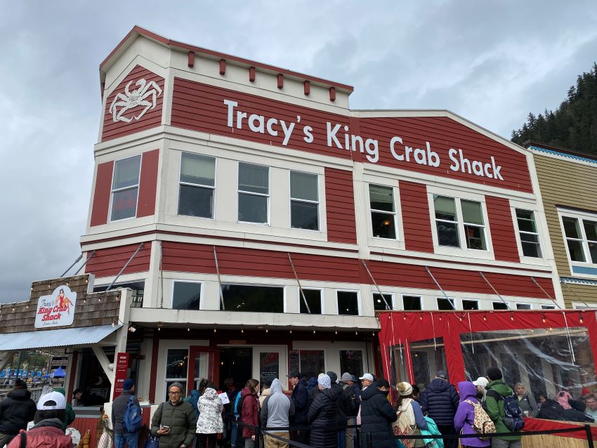 Red building of Tracy's King Crab Shack in Juneau