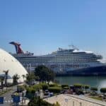 12 Convenient Los Angeles & Long Beach Cruise Hotels Close to the Ports View of the Long Beach terminal with a Carnival ship.