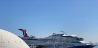 12 Convenient Los Angeles & Long Beach Cruise Hotels Close to the Ports View of the Long Beach terminal with a Carnival ship.