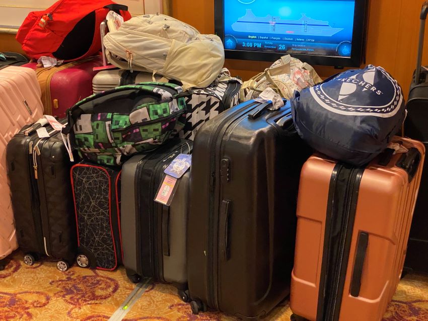 Suitcases on a cruise ship