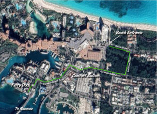 Map: How to Get to the Free Beach in Nassau (Cabbage Beach) Map of how to get to Cabbage Beach entrance on Paradise Island