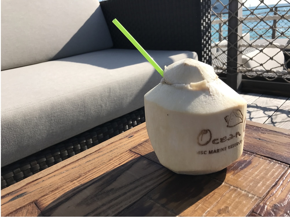 Coconut drink on MSC's Ocean Cay