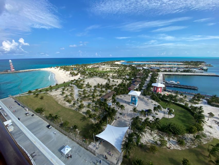 View of MSC's Ocean Cay from cruise ship