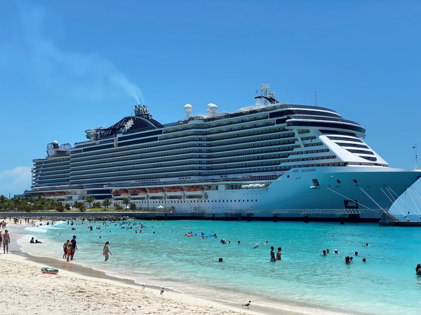 MSC Seaside docked at Ocean Cay.